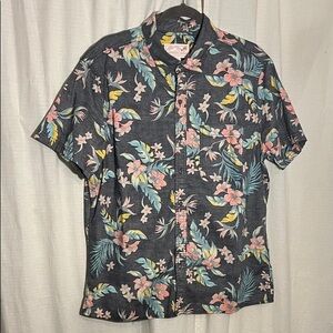 American Eagle Outfitters Floral Button Down Shirt - Black, Pink, Blue, Yellow